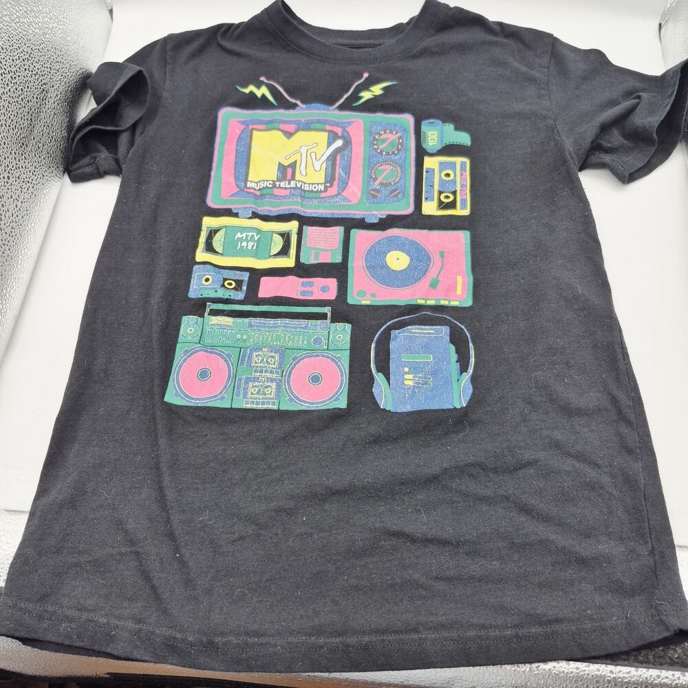 Vintage Look MTV T-Shirt Logo Size Medium Black Retro Music Television - Picture 5 of 5